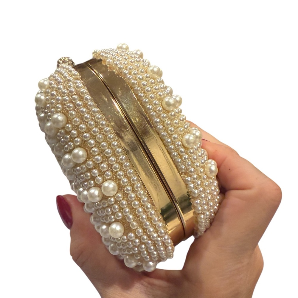NWT Boutique Pearl Beaded Evening Cocktail Clutch - Picture 8 of 8
